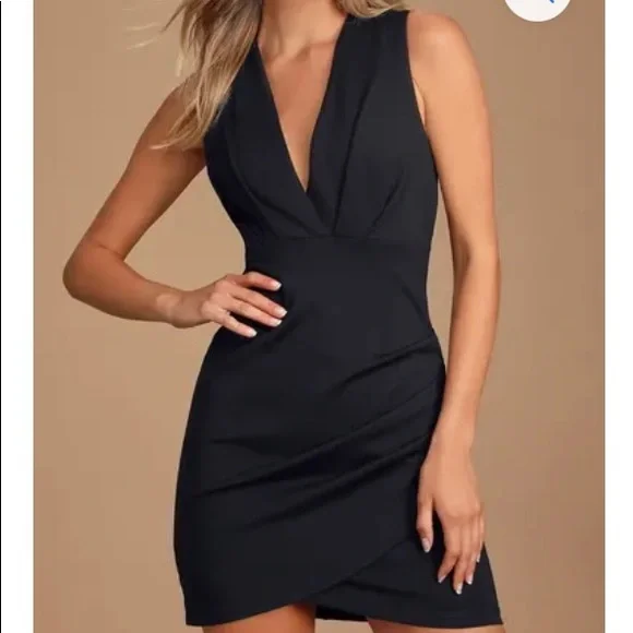 white christmas dresses Black Anniversary Belted Wrap Dress main image 0